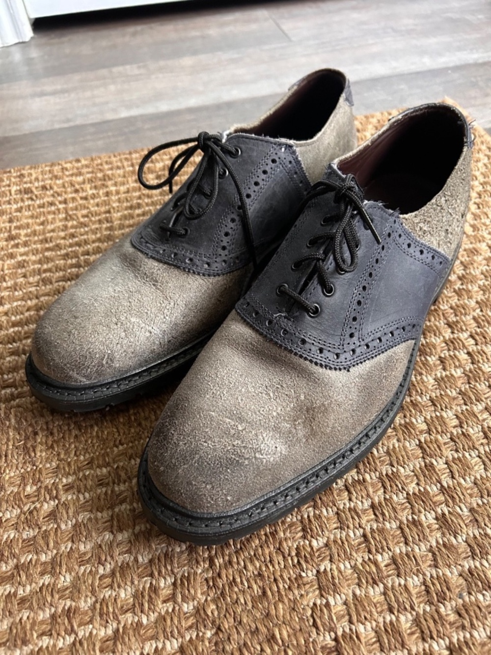Allen Edmonds Pierpont gray blue leather dress saddle shoes 10D nwob new